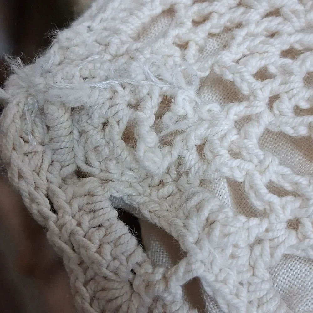 Cream Color Crocheted Lace Pillow & 1 Lace‎ Pillow Cover